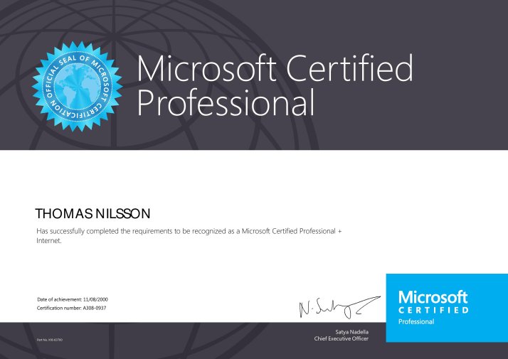 Microsoft Certified Professional + Internet)